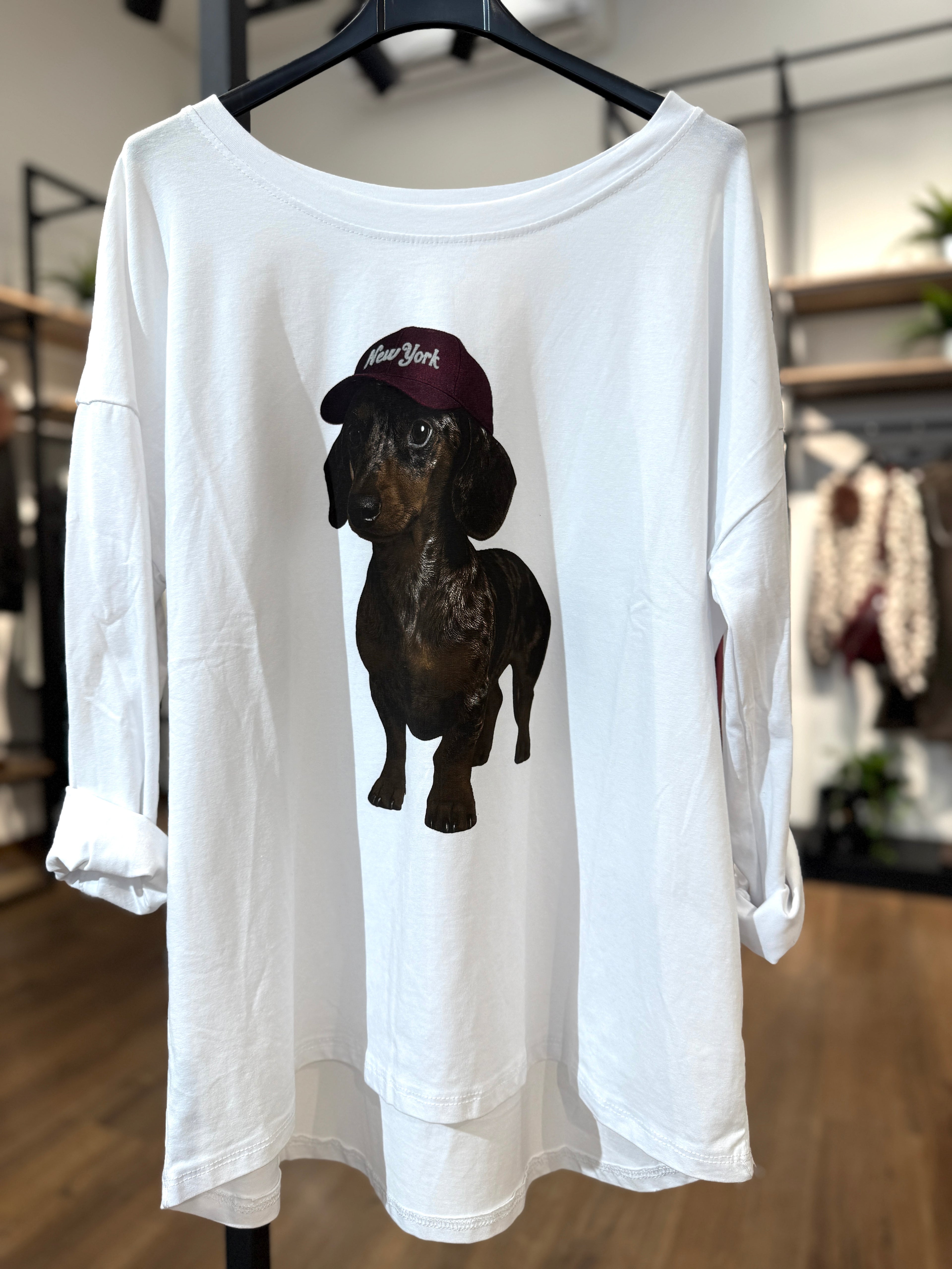 T-shirt manica lunga con stampa bassotto
