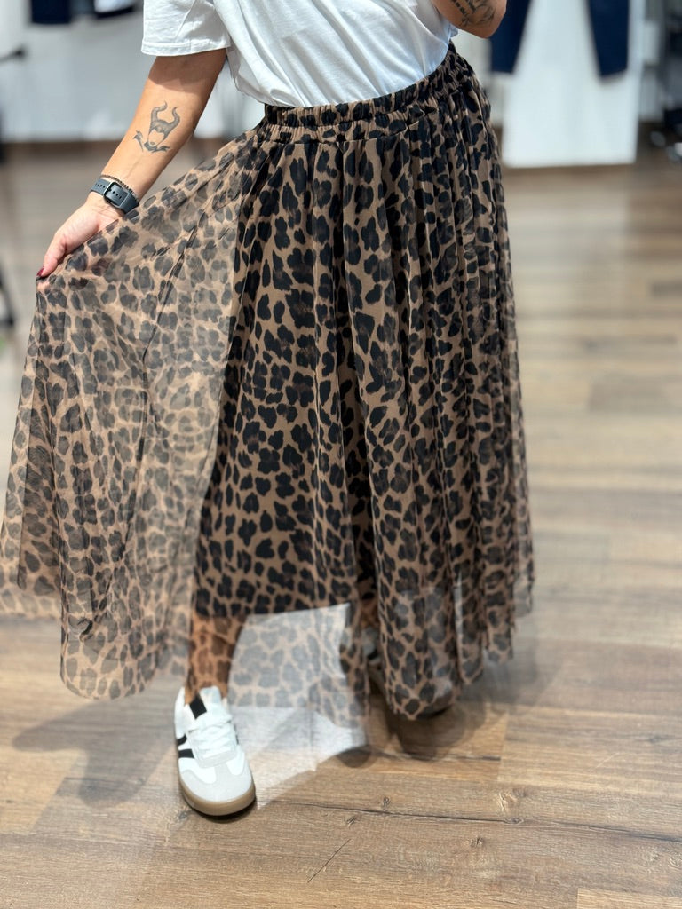 Gonna in tulle stampa animalier