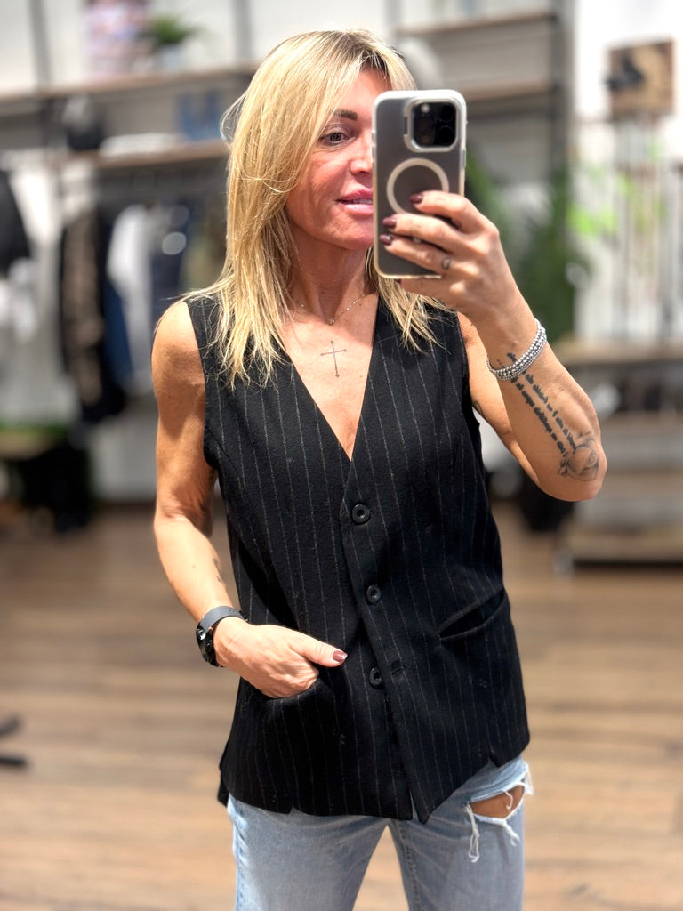 Gilet in tessuto gessato