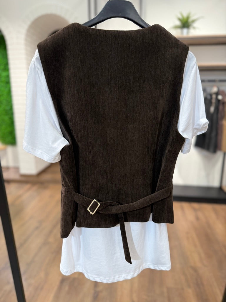 Gilet in tessuto velluto liscio