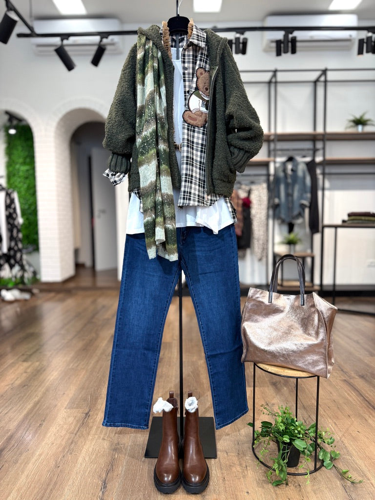 Cardigan boucle' con zip