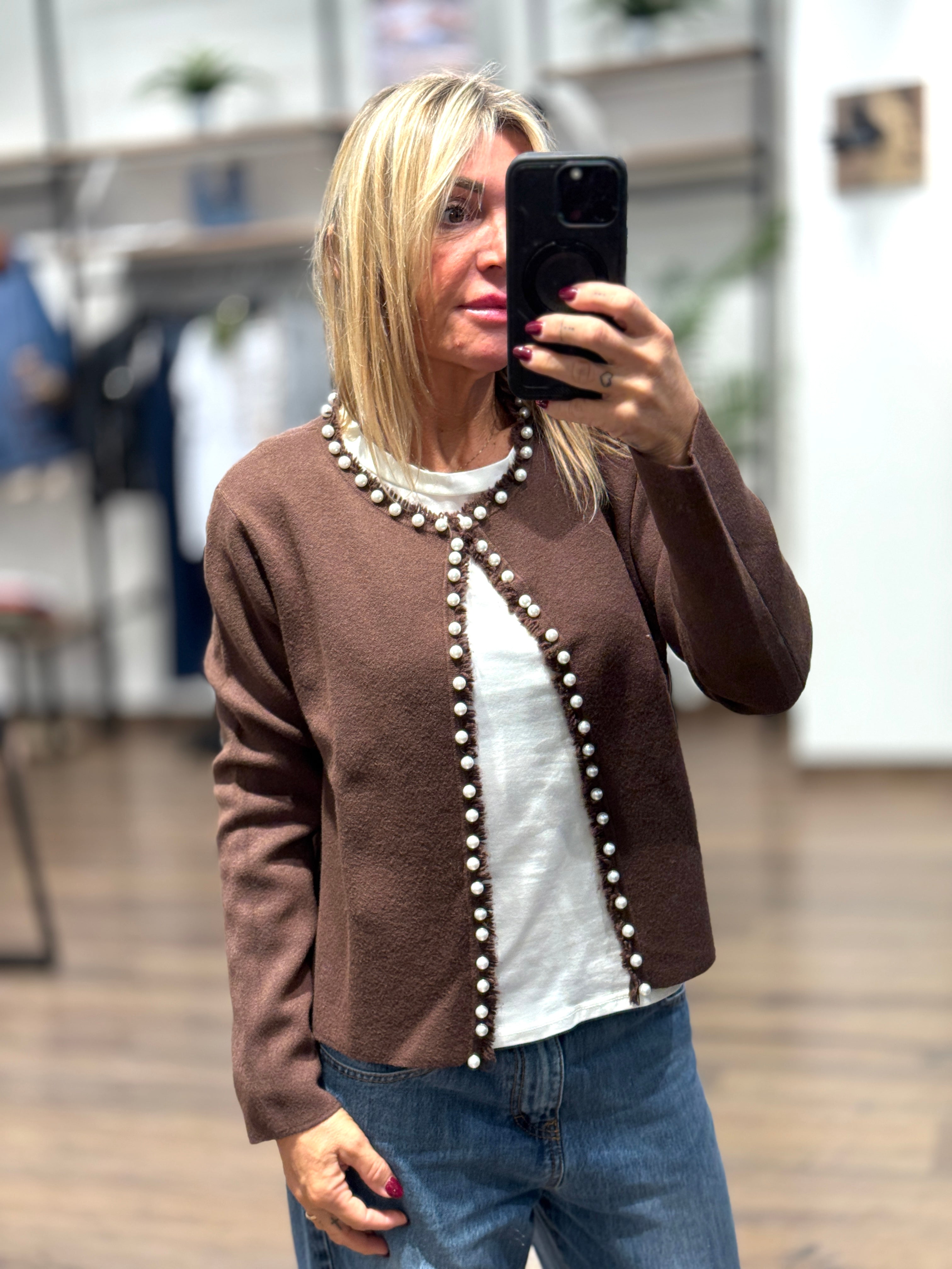 Maglia aperta con perle
