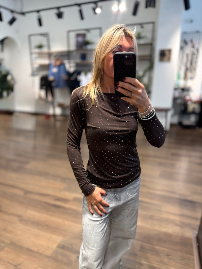 Maglia misto cashmere con borchiette