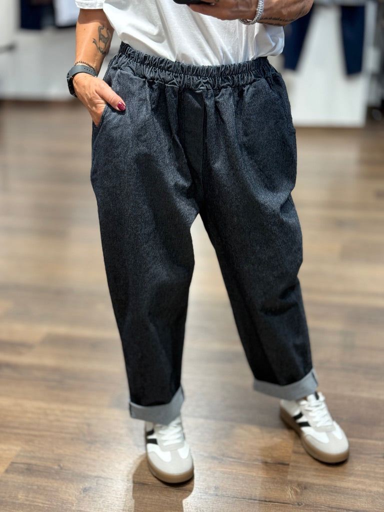 Pantalone morbido in tessuto effetto denim
