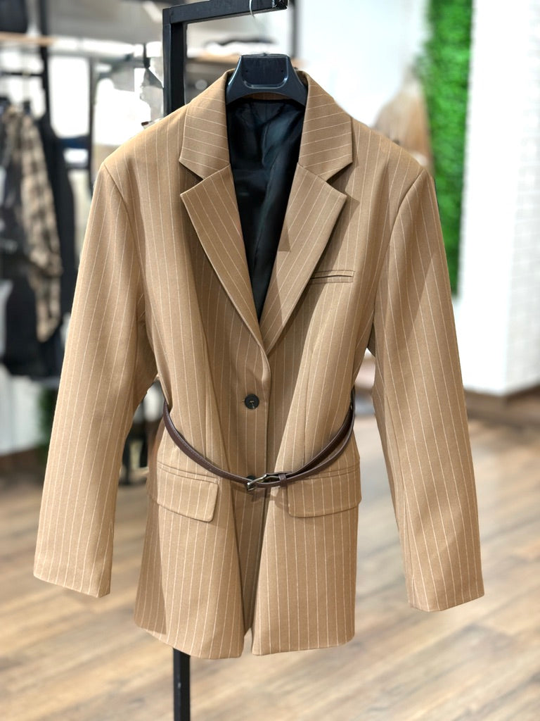 Giacca over gessata con tintura