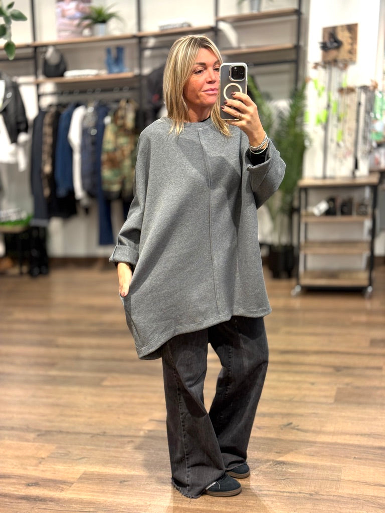 Maxi maglia felpa cuciture
