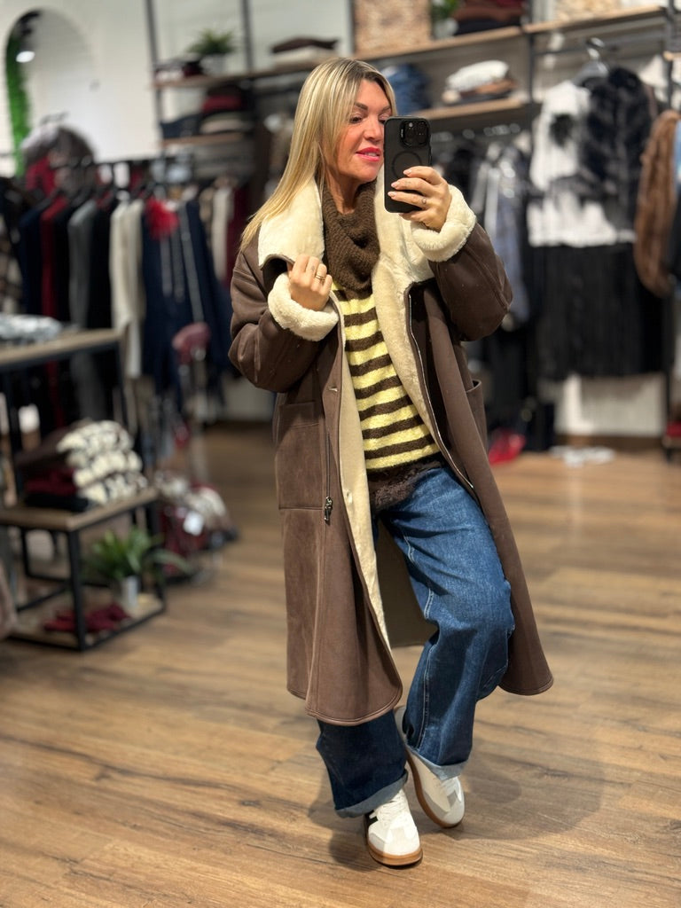 Cappotto montone con zip reversibile