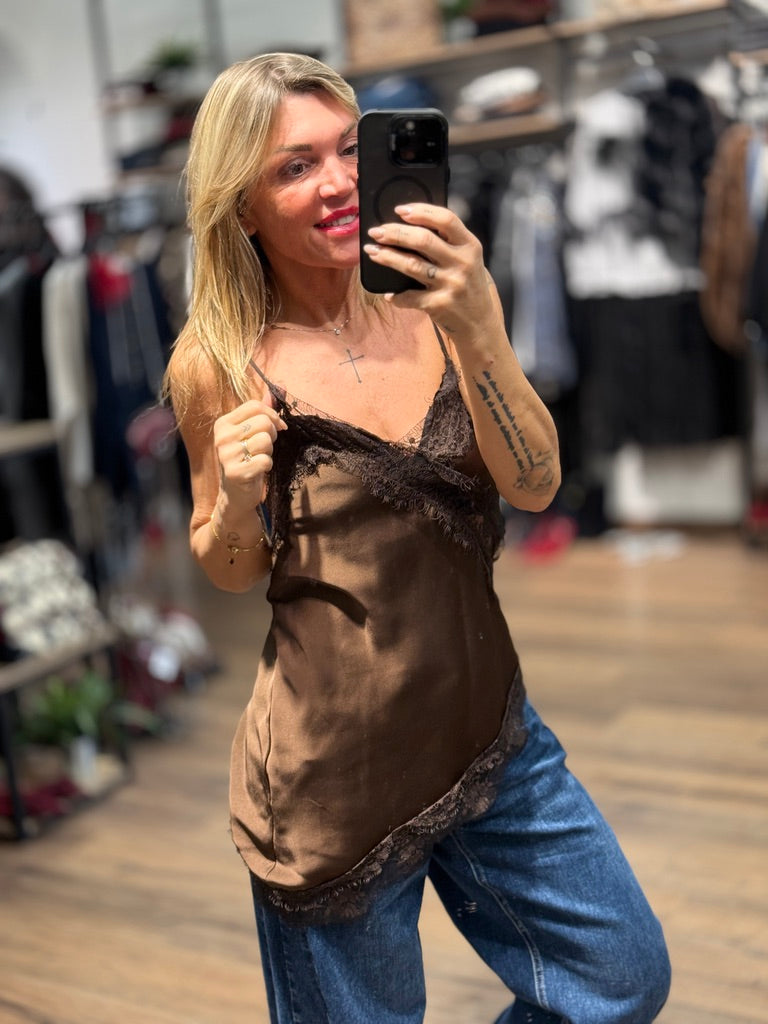 Canotta con inserti in pizzo