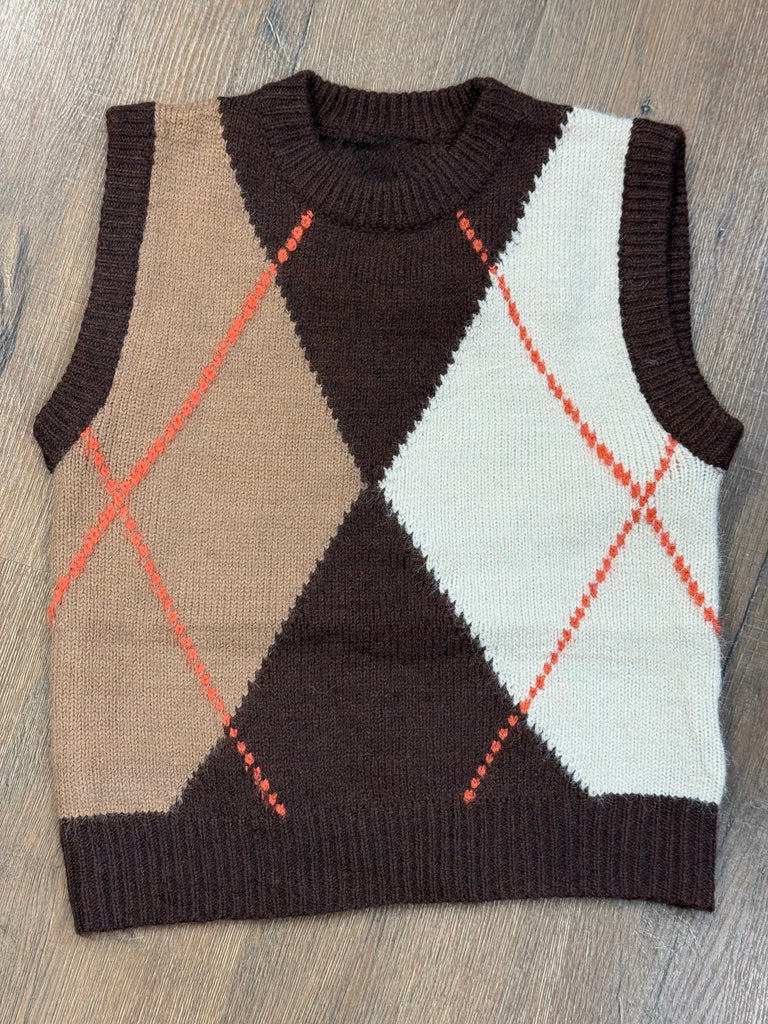 Gilet in maglia a rombi