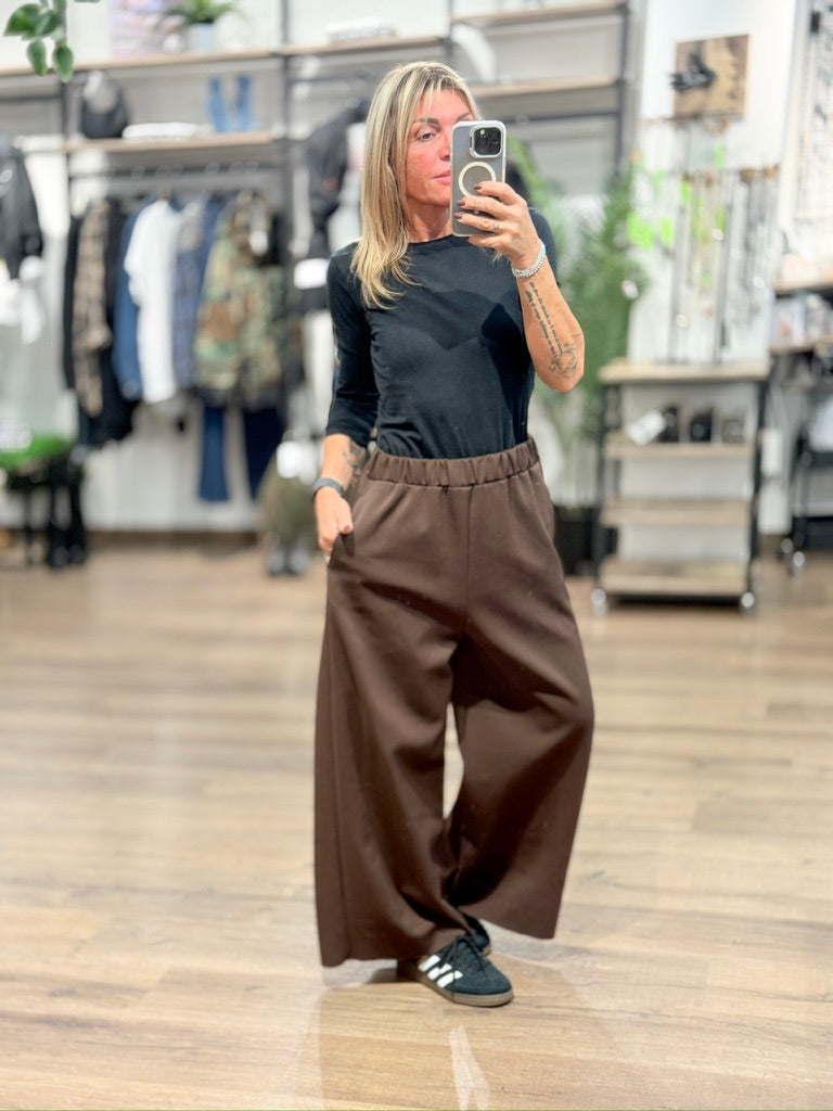 Pantalone palazzo misto tec/felpa