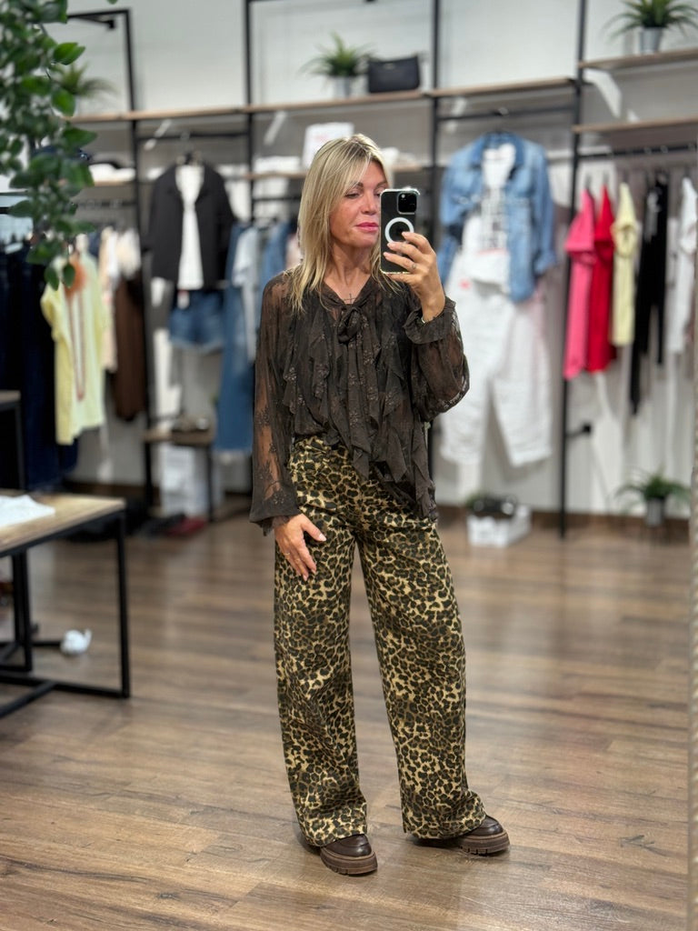 Pantalone 5tasche stampa animalier