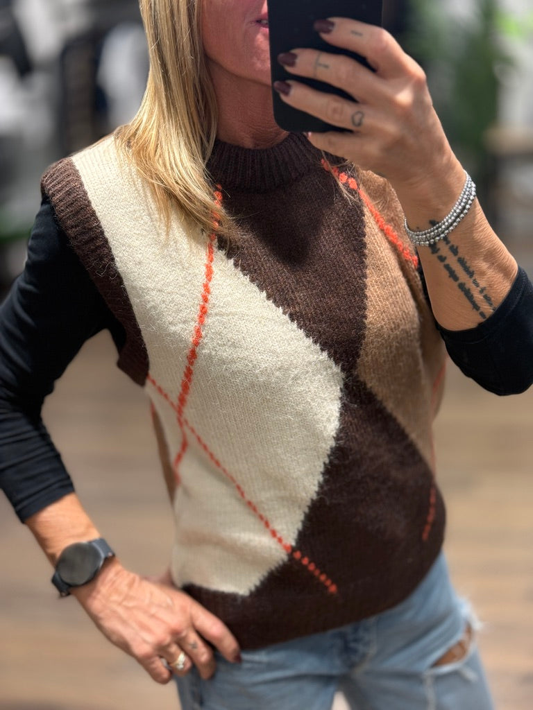 Gilet in maglia a rombi
