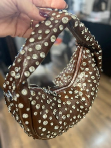Borsa a mezzaluna con brillantini