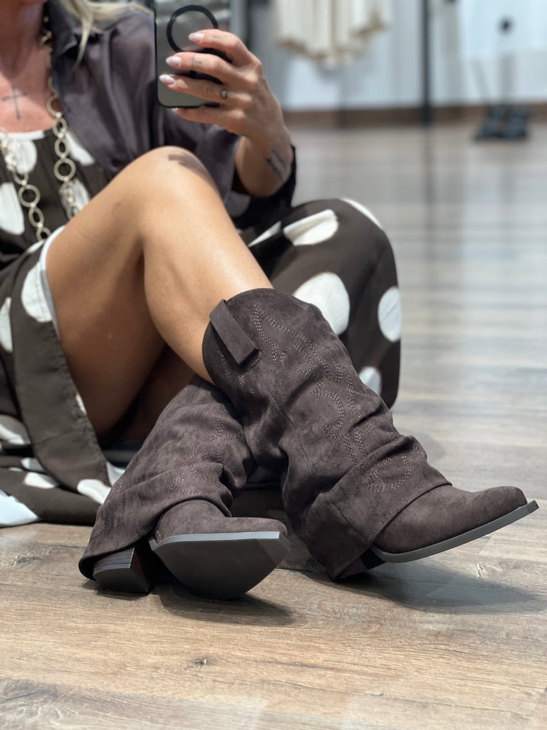 Stivale Texano in tessuto scamosciato