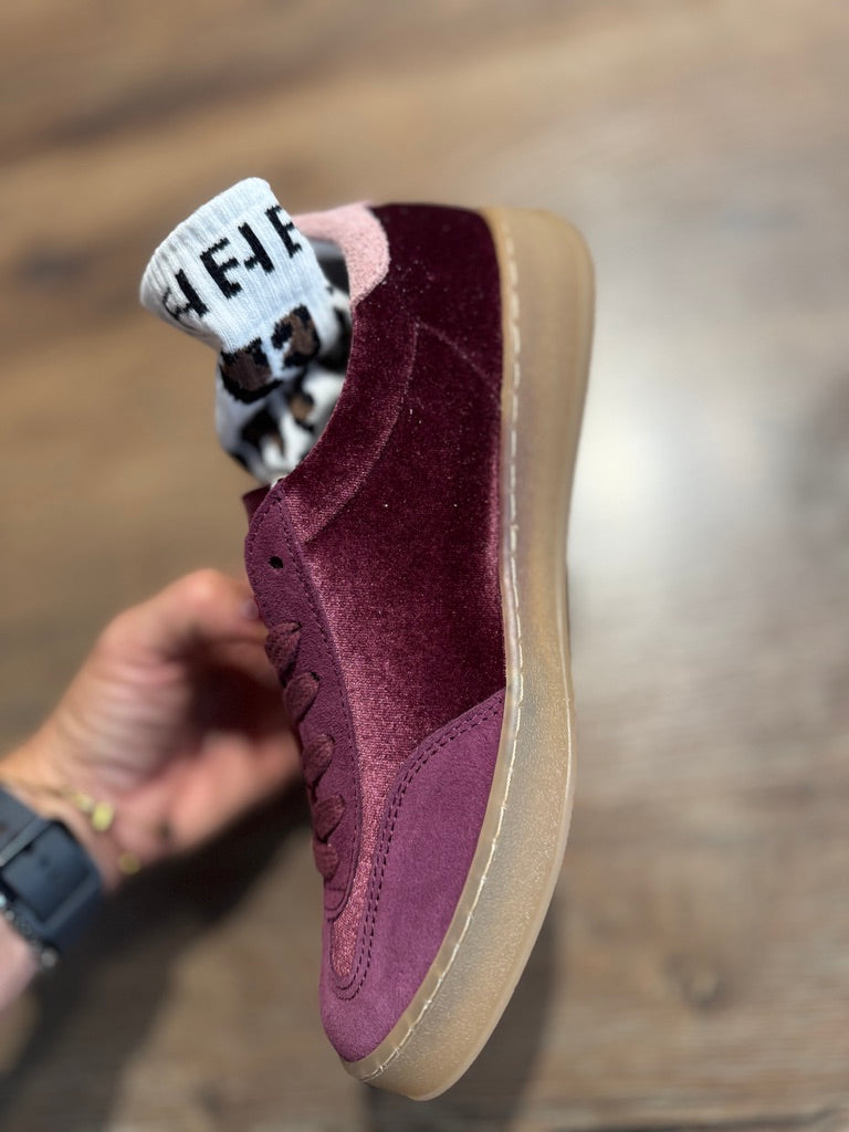Sneakers in tessuto con inserti in pelle