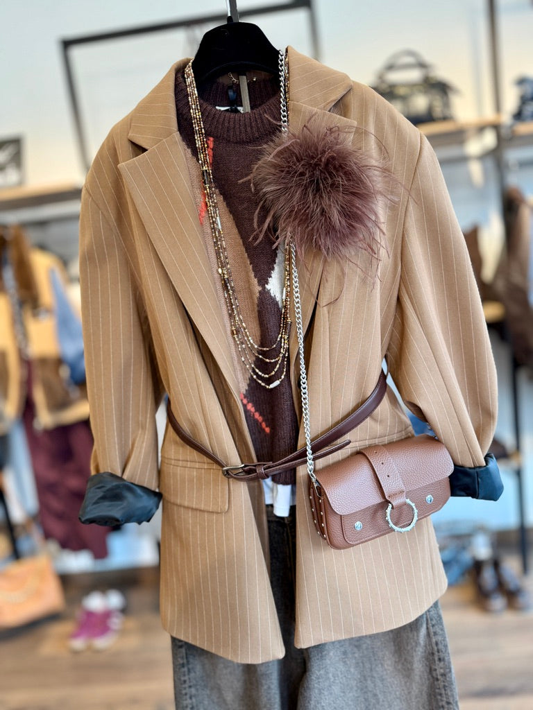 Giacca over gessata con tintura