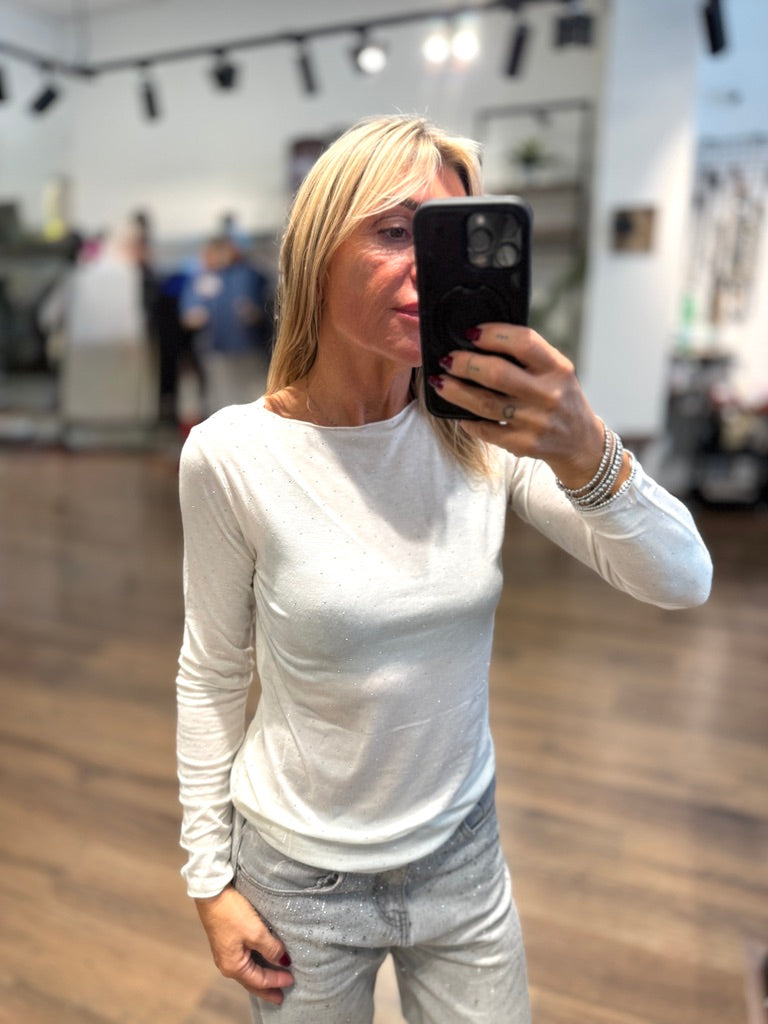 Maglia misto cashmere con borchiette