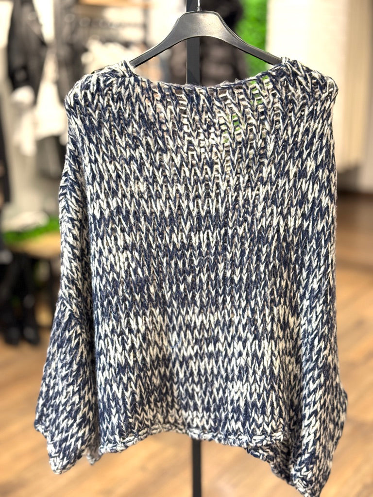 Maglia scollatura a V doppio colore