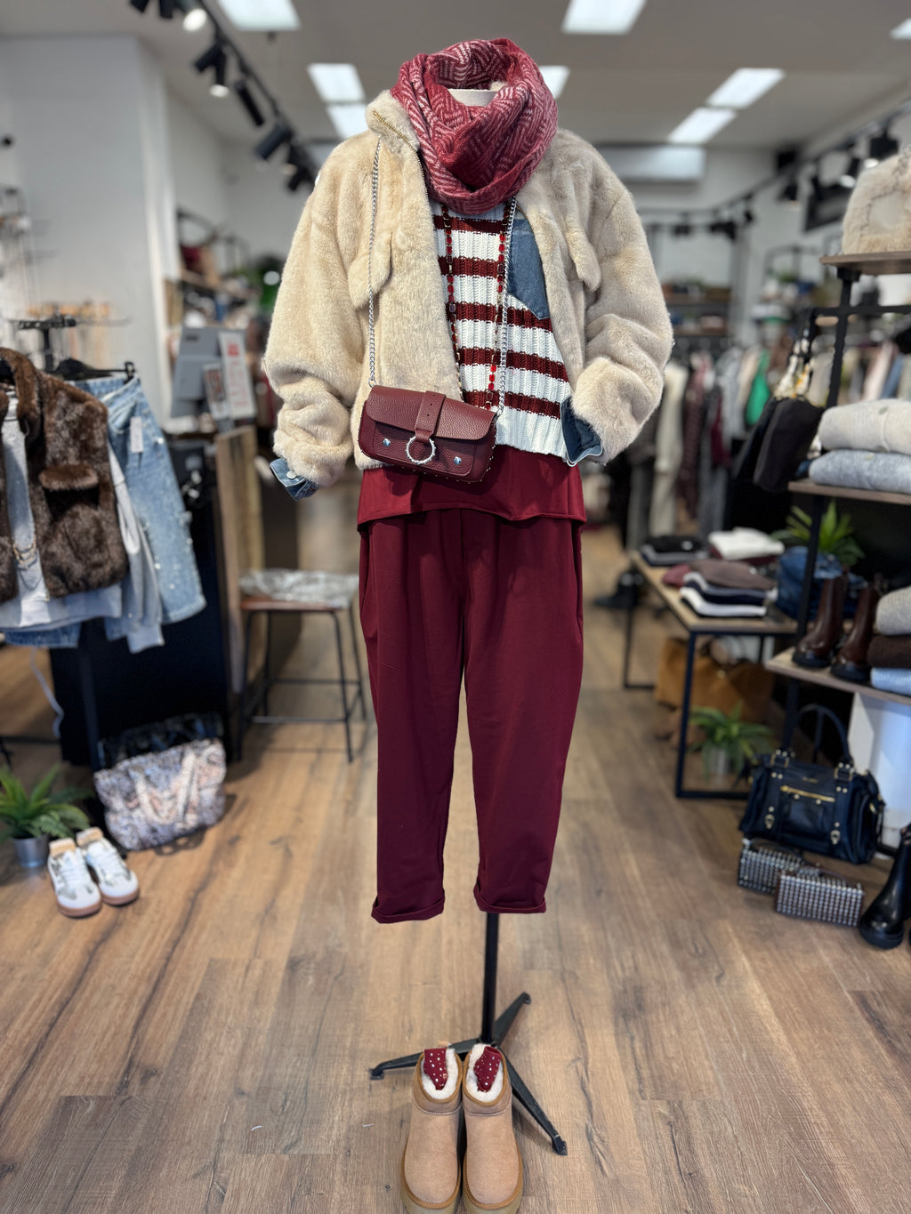 Maglia con inserti in tela jeans