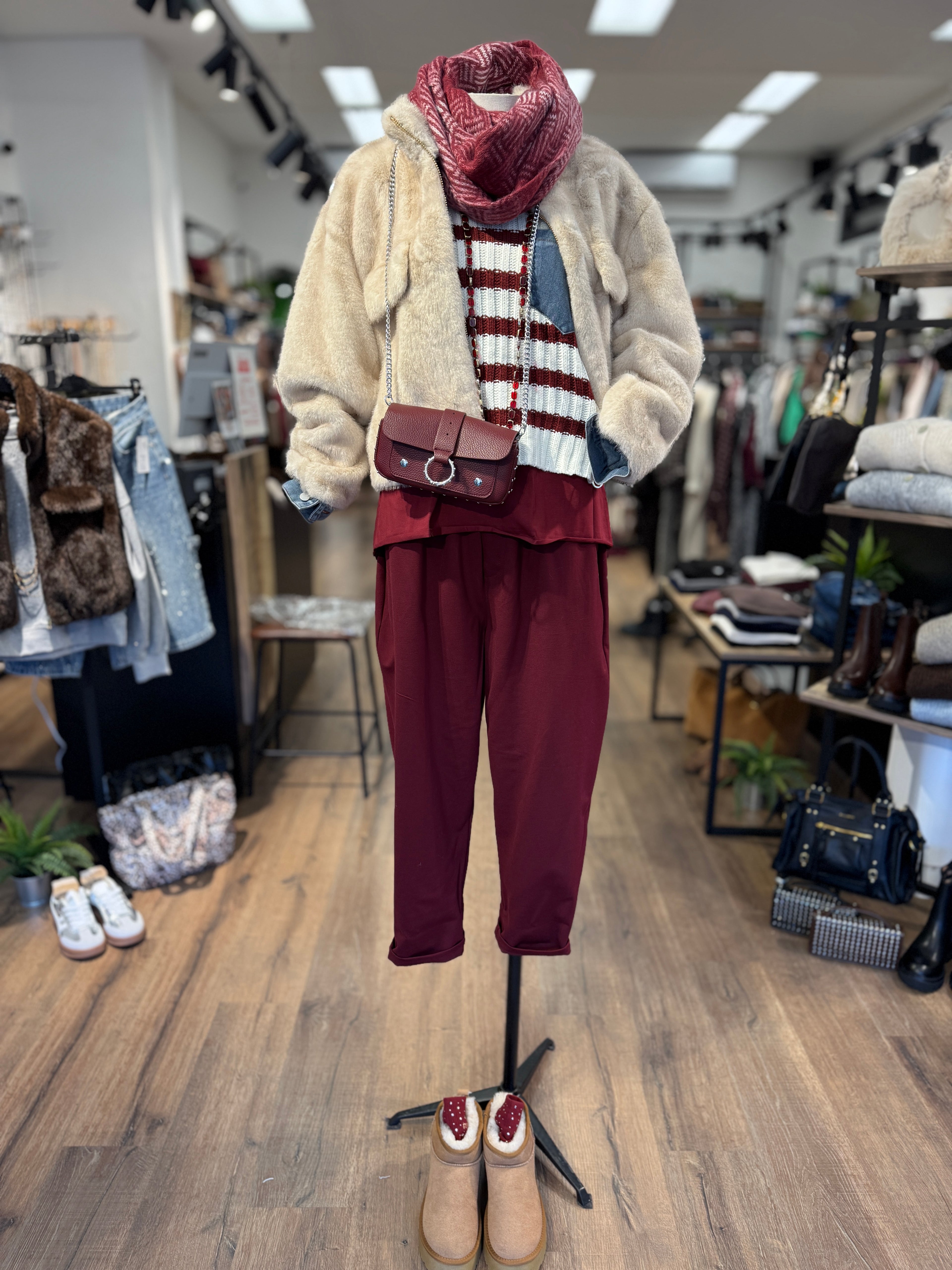 Maglia con inserti in tela jeans