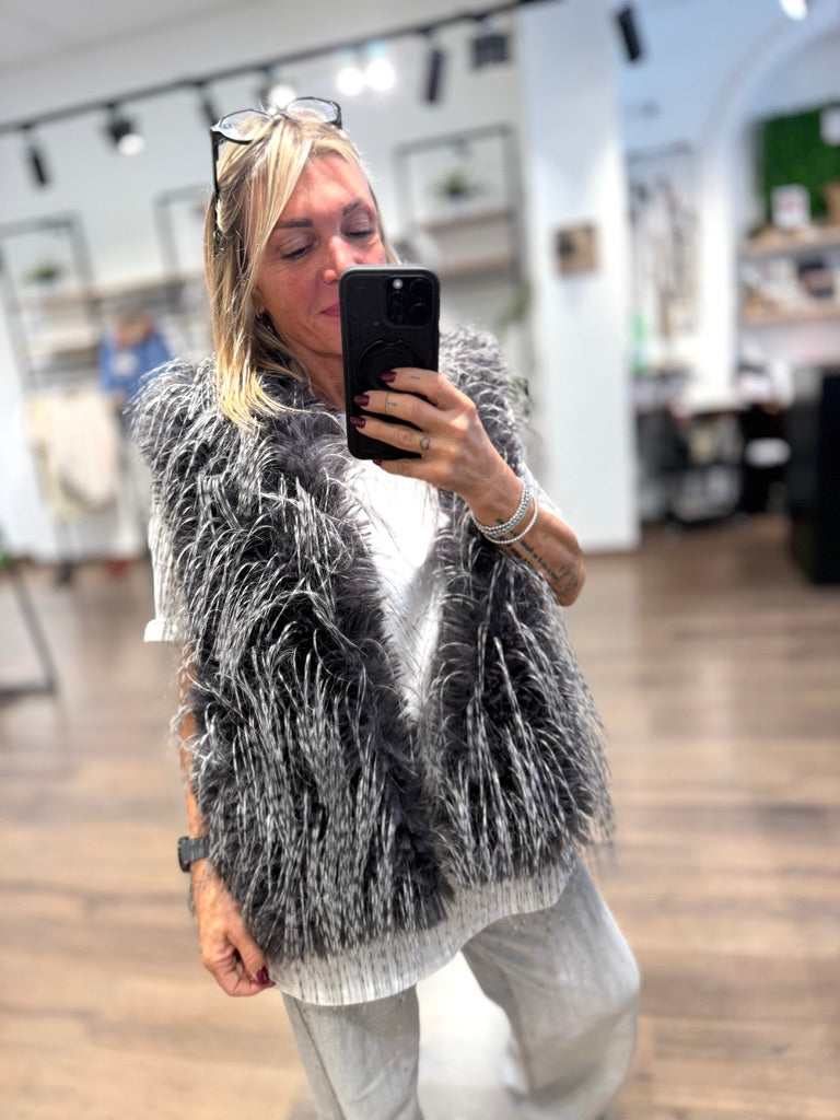 Gilet pelo lungo sfumato