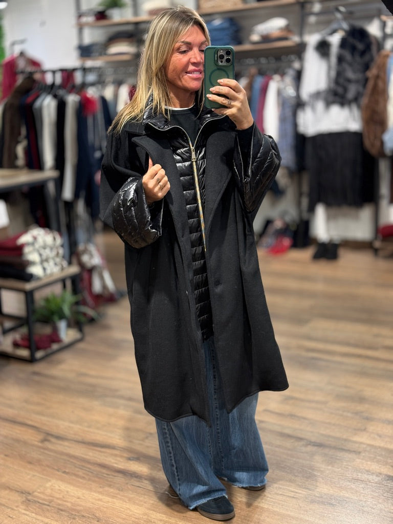 Cappotto con inserti in piumino