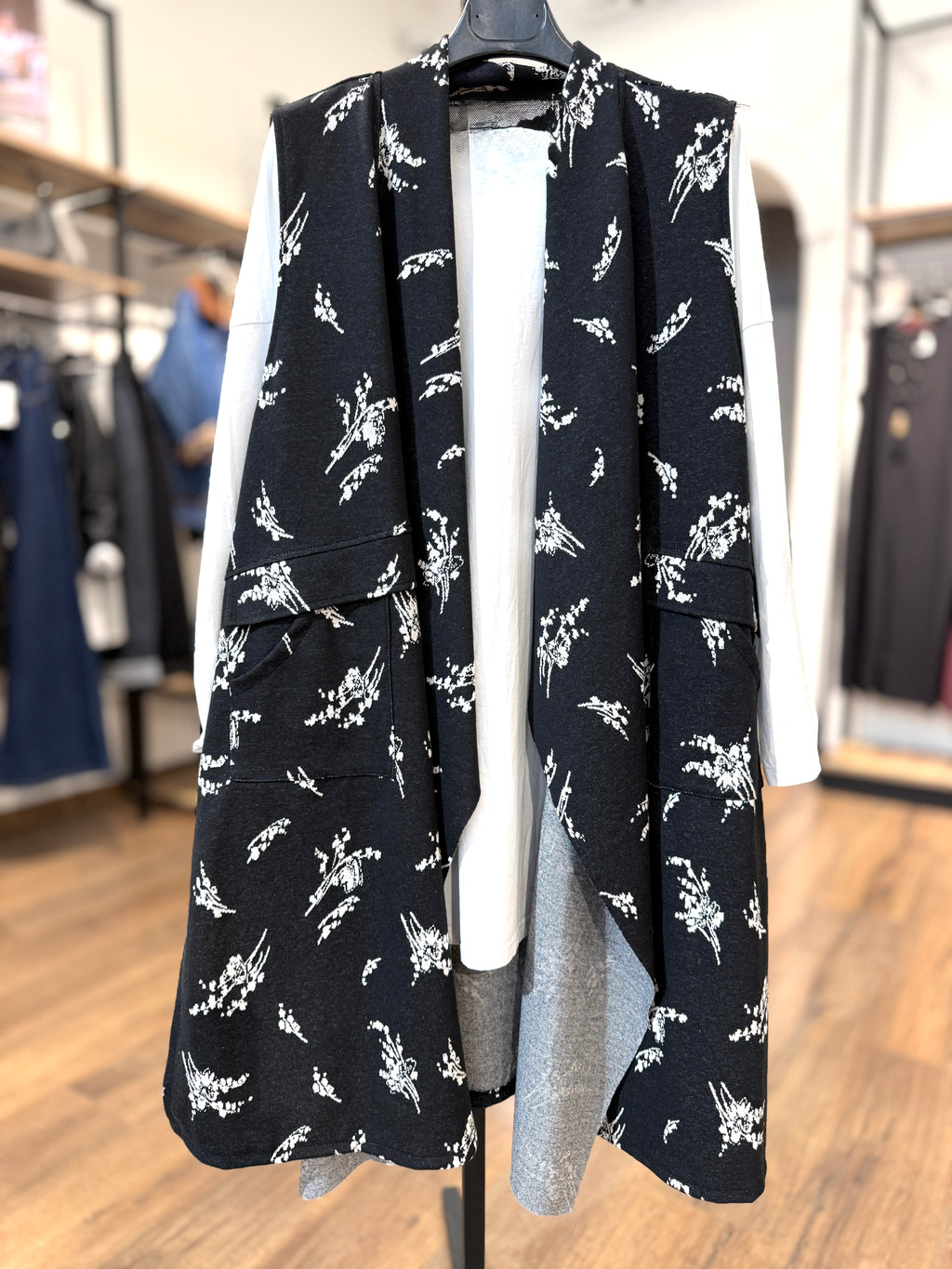 Gilet lungo con stampa