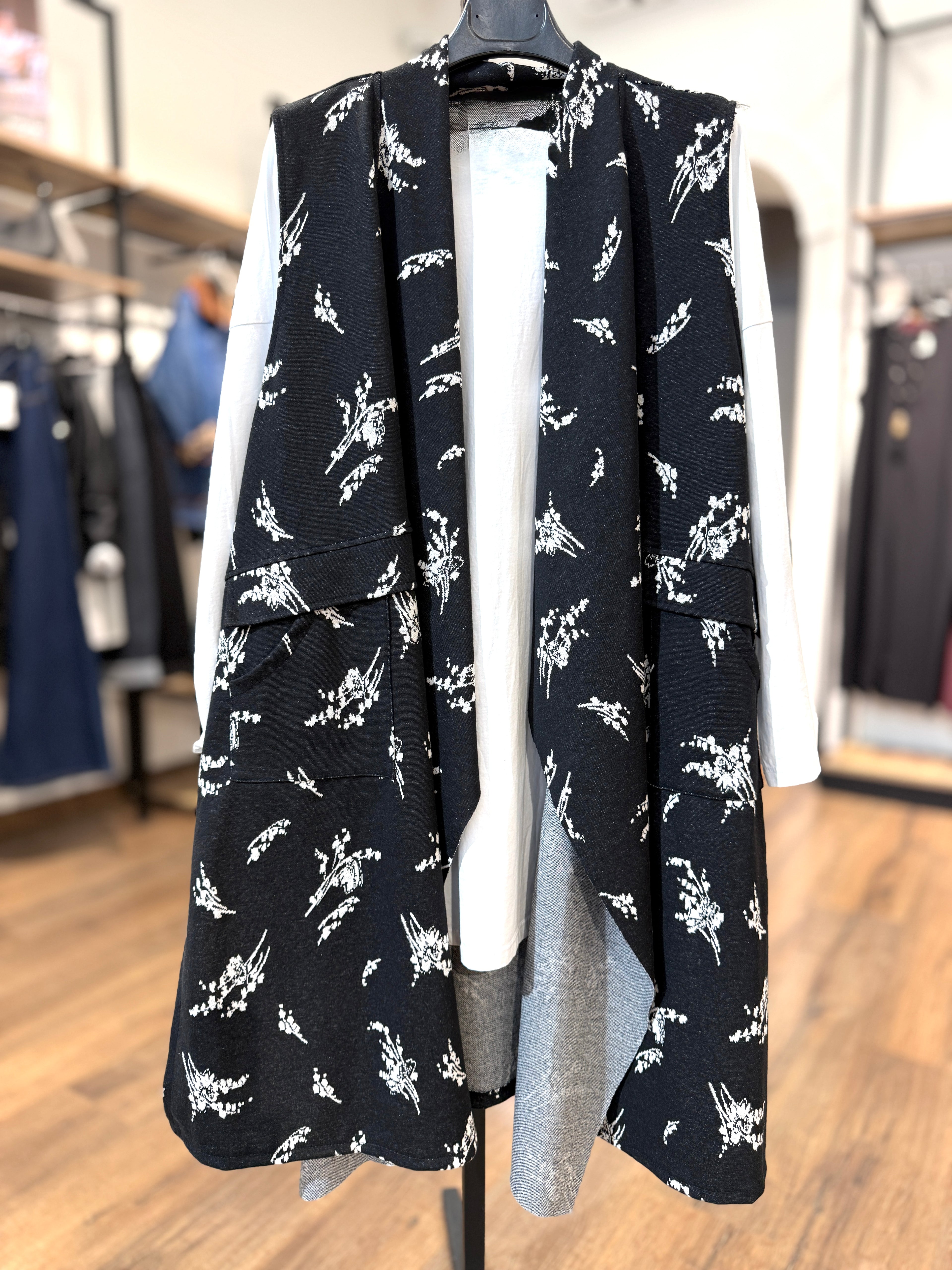 Gilet lungo con stampa