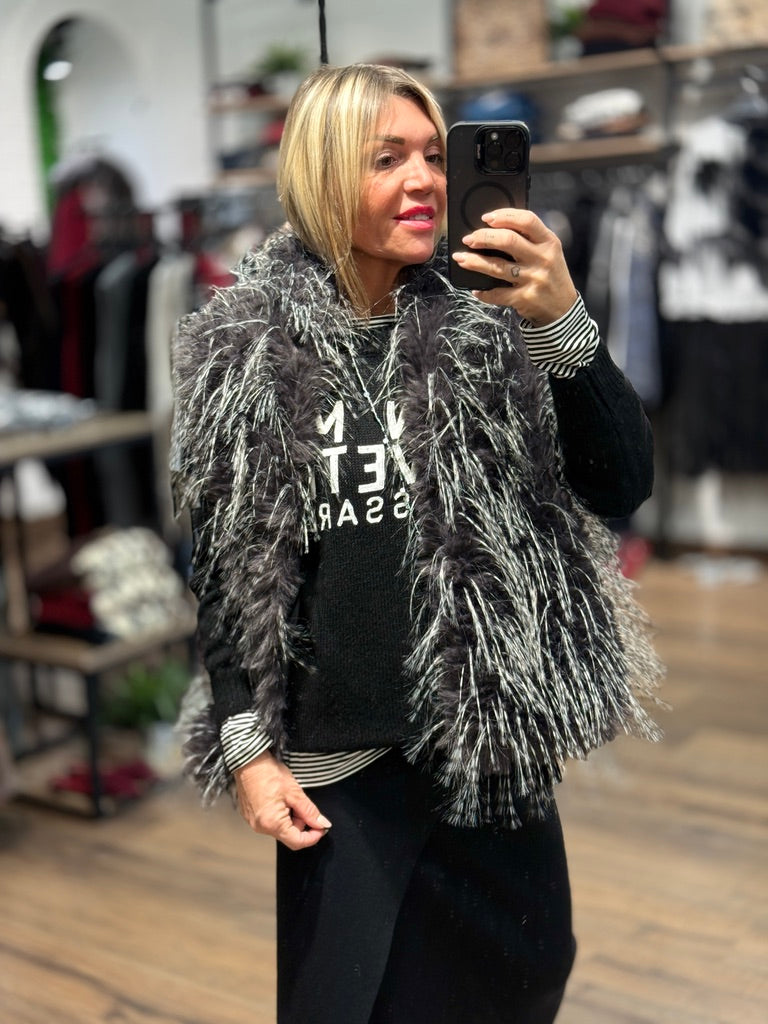 Gilet pelo lungo sfumato