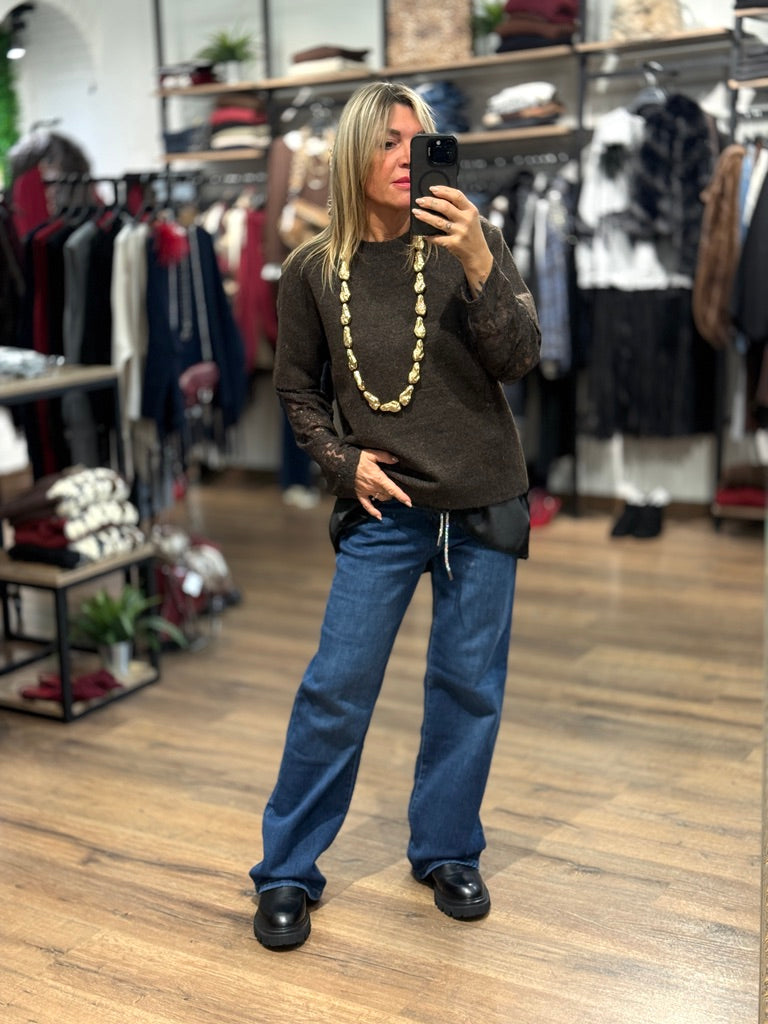 Maglia manica in pizzo