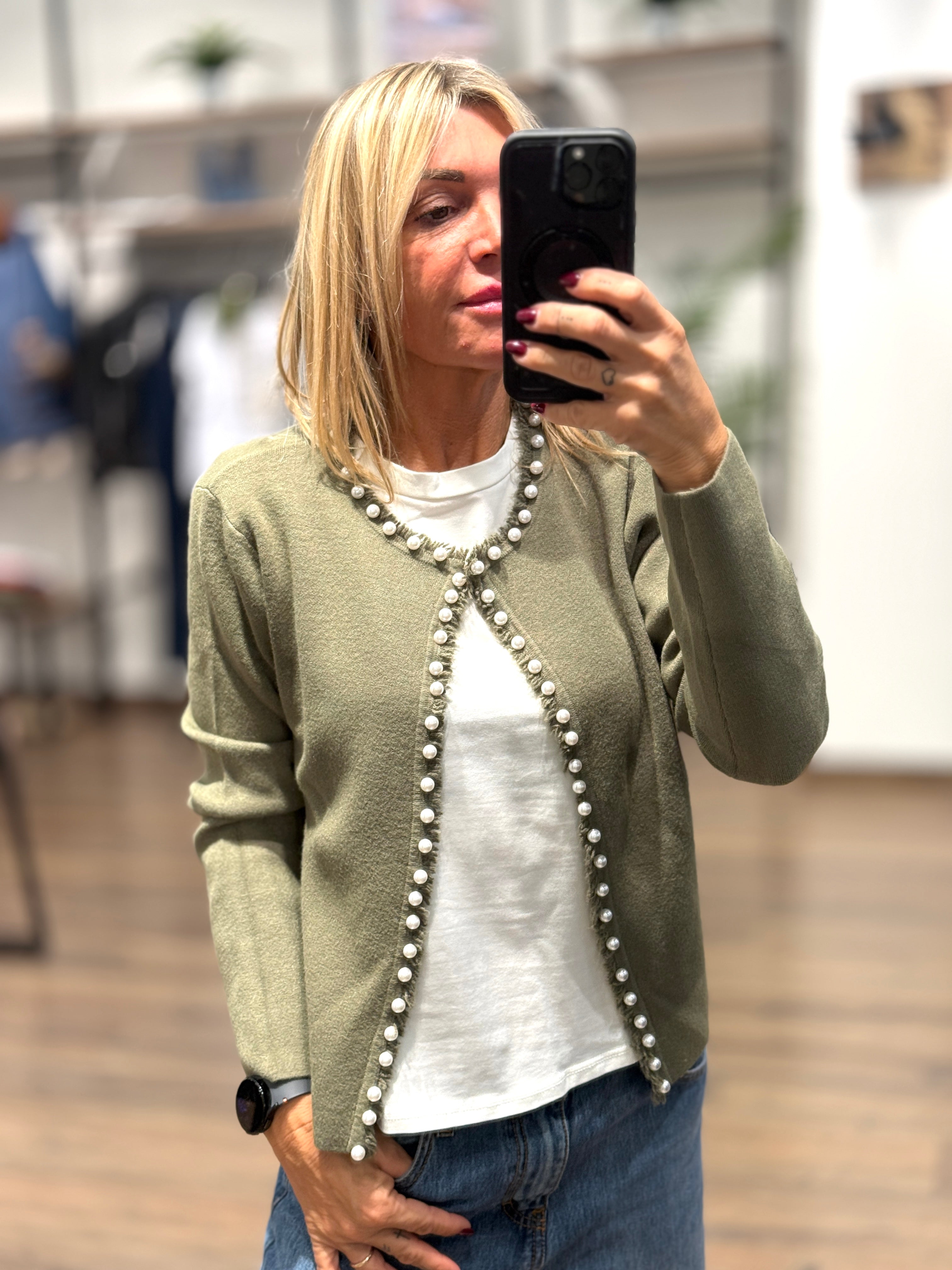 Maglia aperta con perle