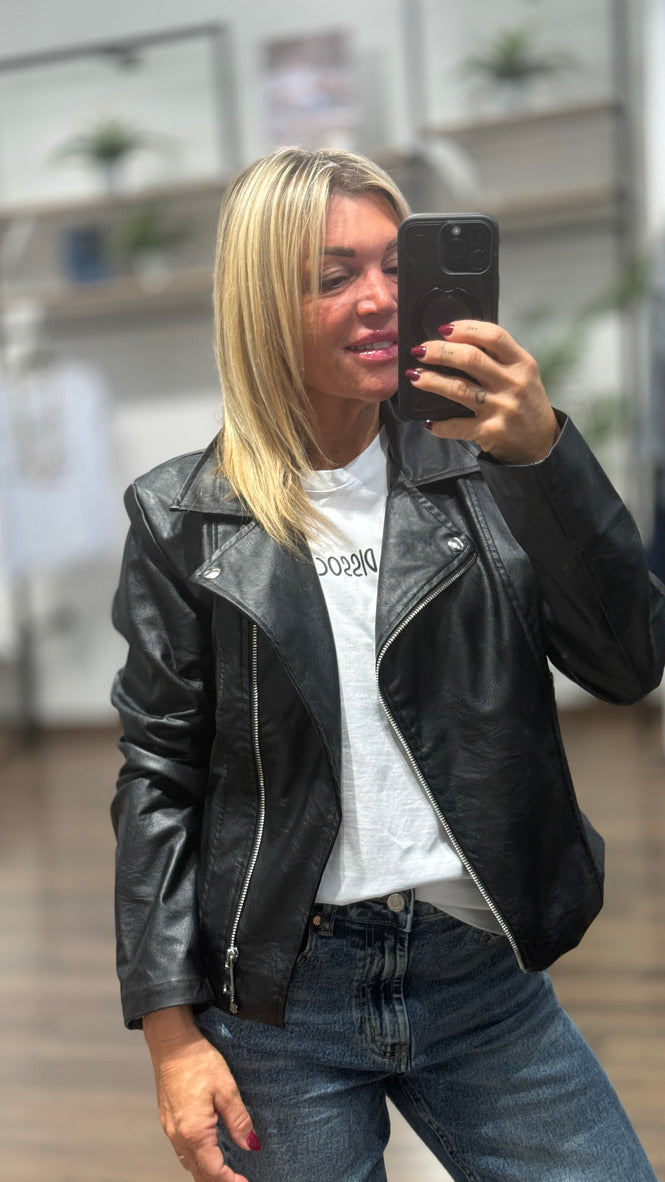 Chiodo in ecopelle c/zip