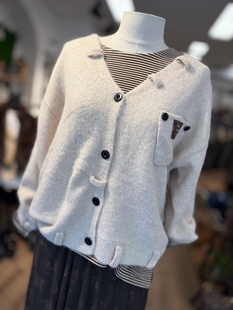 Cardigan scollo a V con taschino