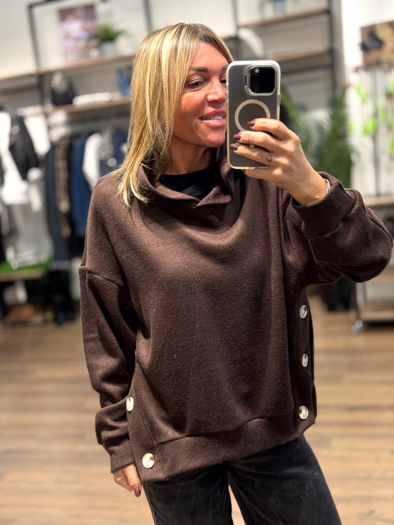 Maglia con cappuccio con bottoni