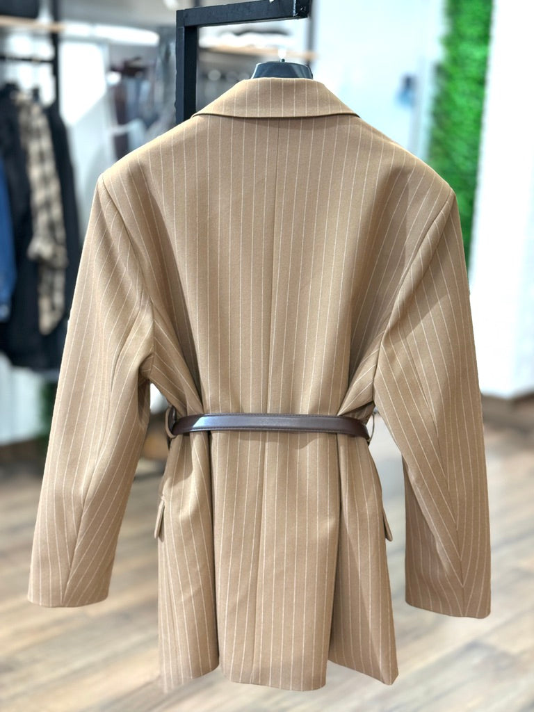 Giacca over gessata con tintura