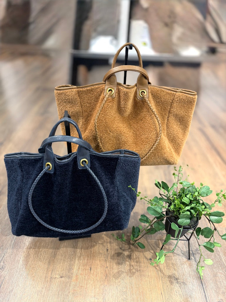 Maxi borsa in tessuto effetto pelliccia