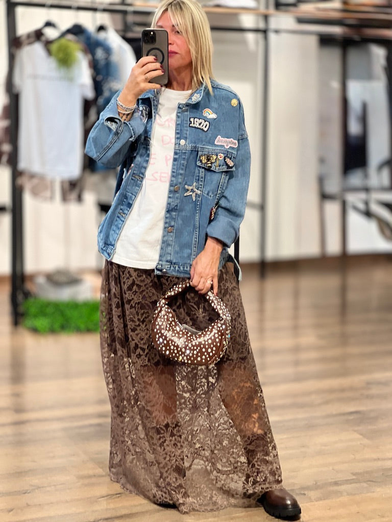 Borsa a mezzaluna con brillantini