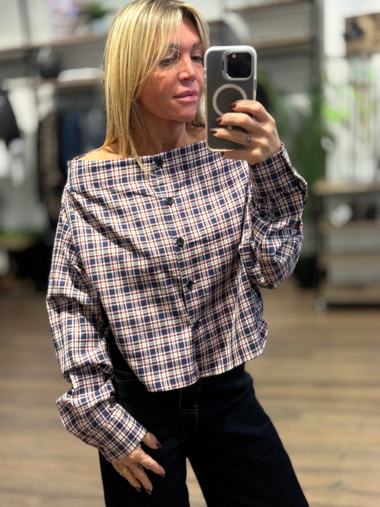 Camicia quadri scollo a barca