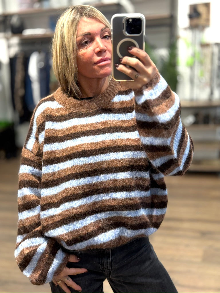 Maglia girocollo righe mix
