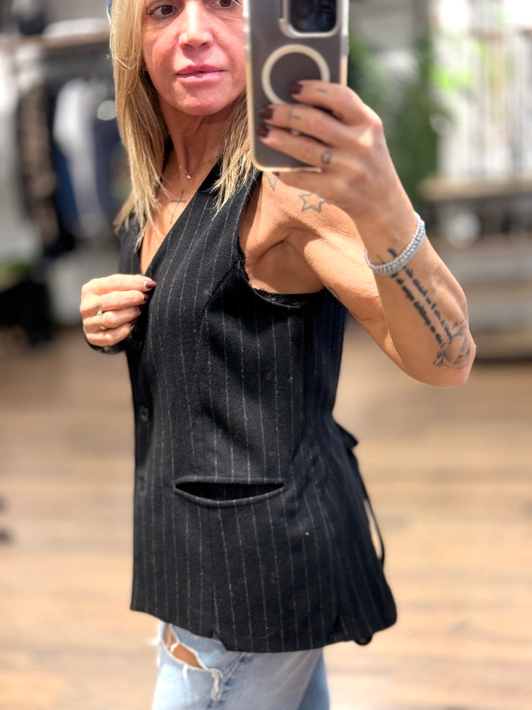 Gilet in tessuto gessato
