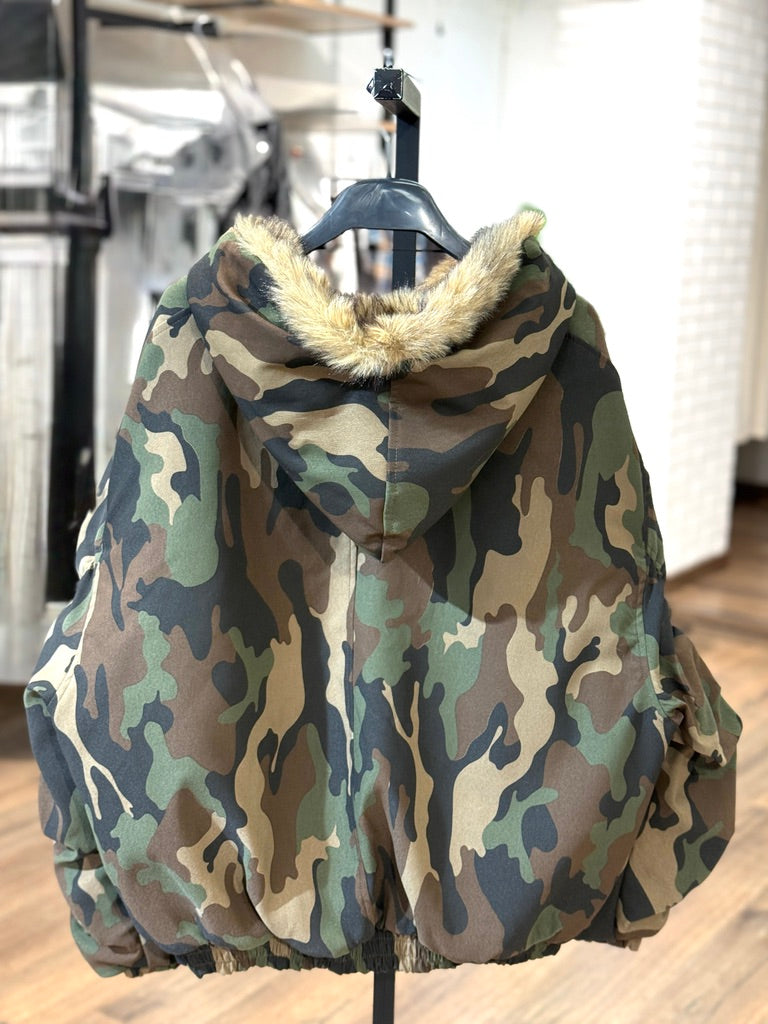 Bomber camouflage con pelo ecoplogico