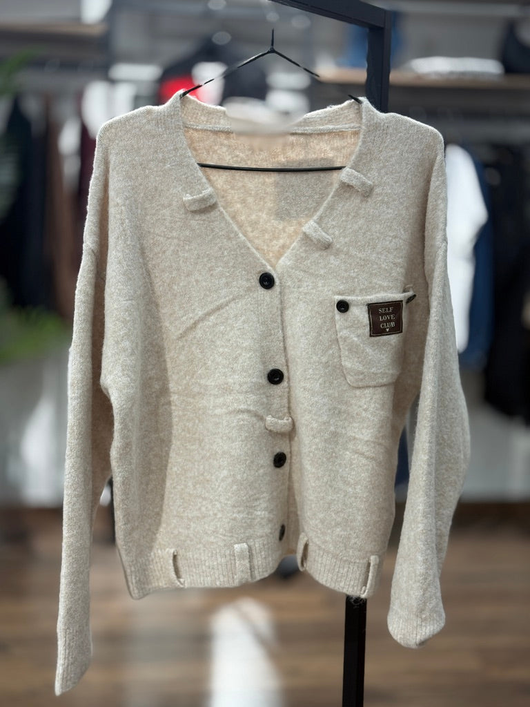 Cardigan scollo a V con taschino