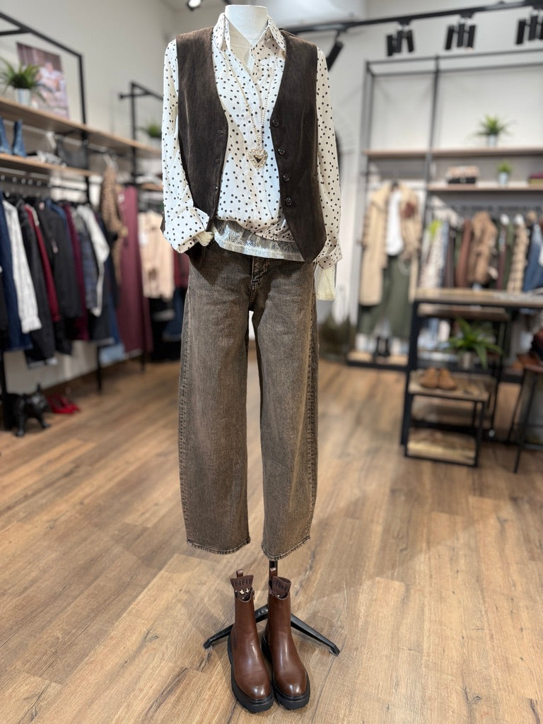 Camicia a pois senza bottoni