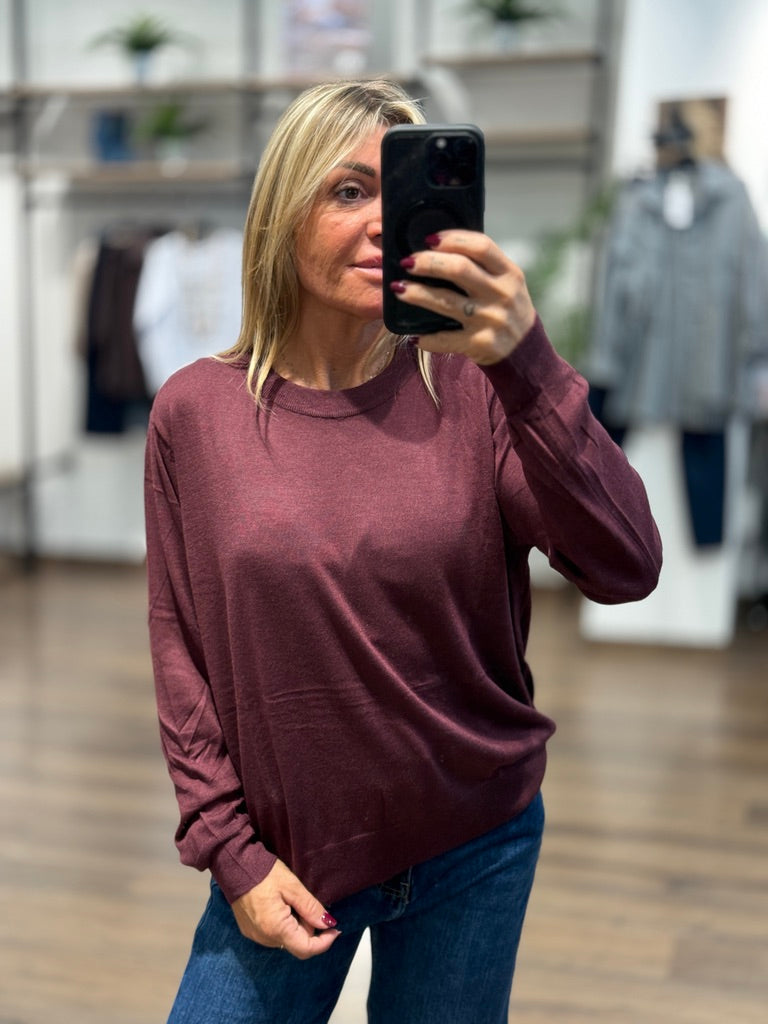 Maglia basica girocollo misto cachemire