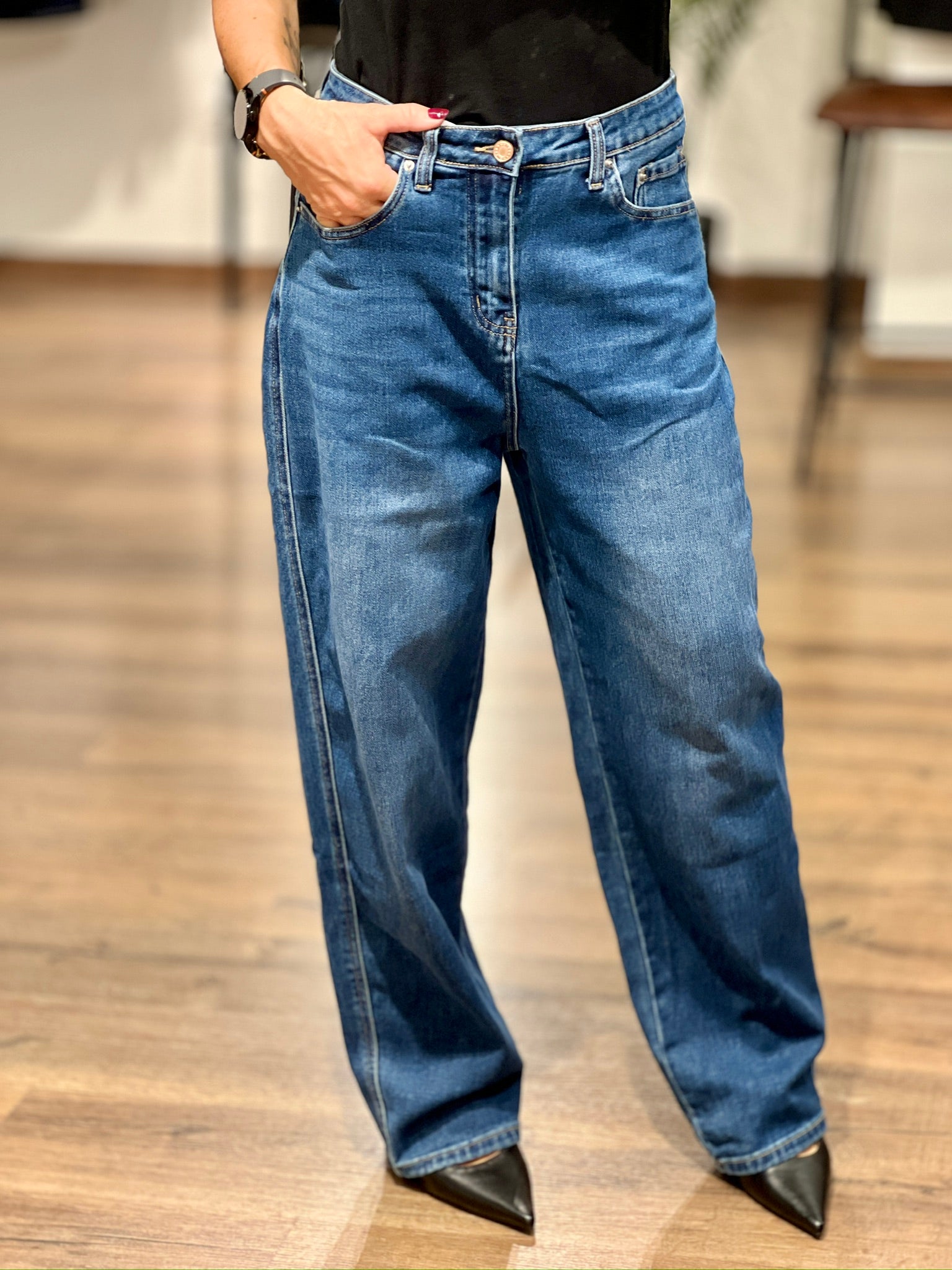 Jeans baggy blu slavato