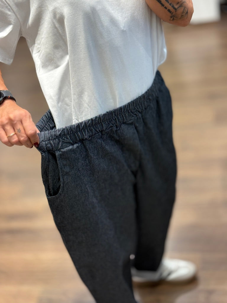 Pantalone morbido in tessuto effetto denim