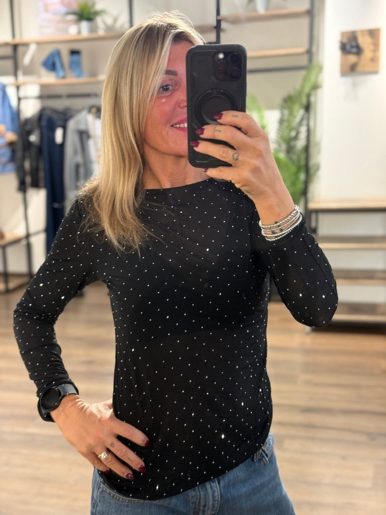 Maglia misto cashmere con borchiette