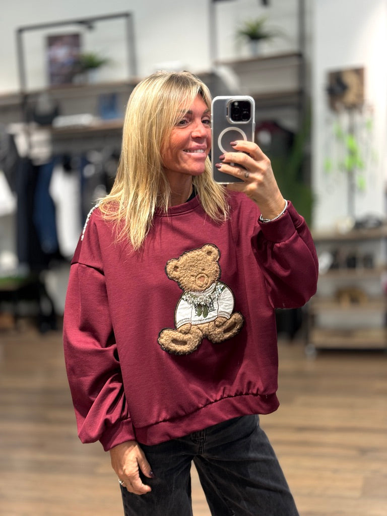 Felpa con orso e strass