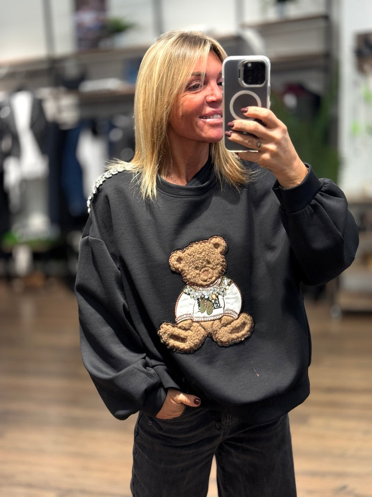 Felpa con orso e strass