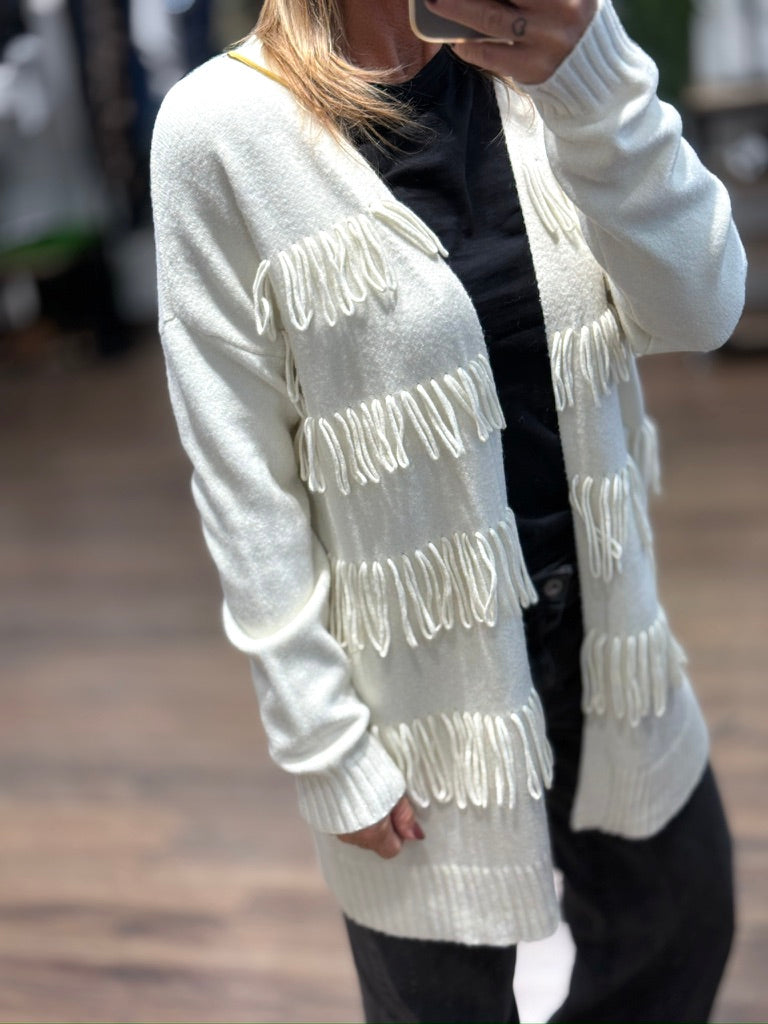 Cardigan frange tre